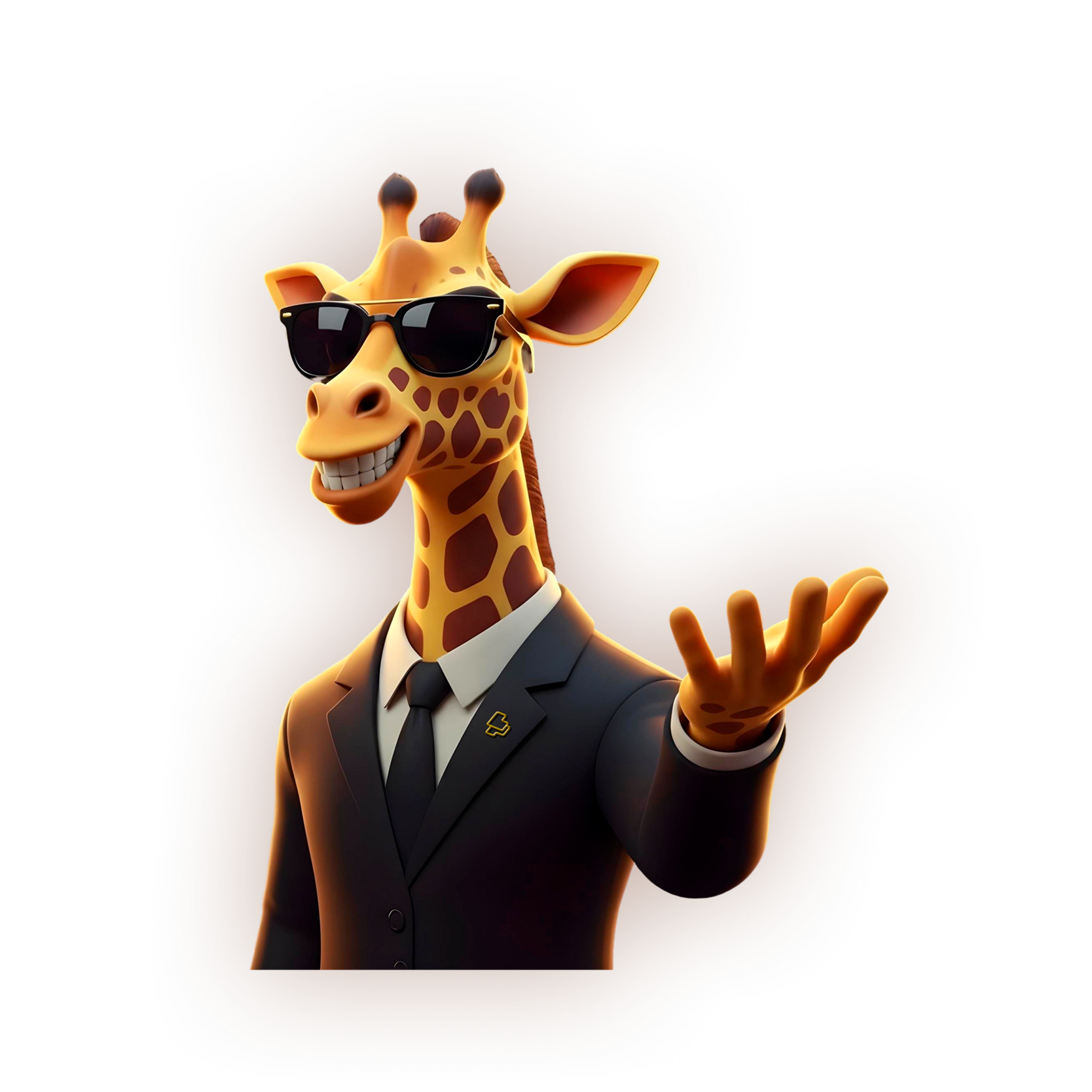 LuckyPari mascot — a giraffe in a business suit